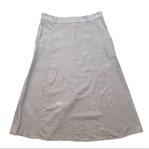 JUST LIVING Tan Linen Midi / Maxi Skirt Large - Picture 2 of 5